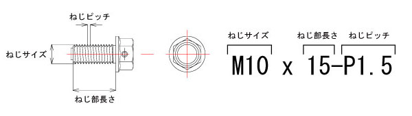 マグネティックドレンボルト寸法表